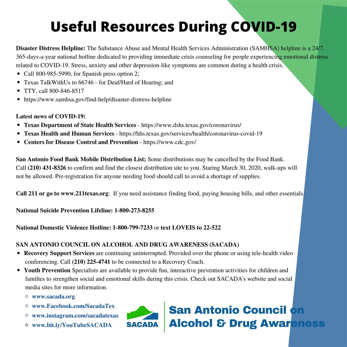 Useful Resources During COVID-19